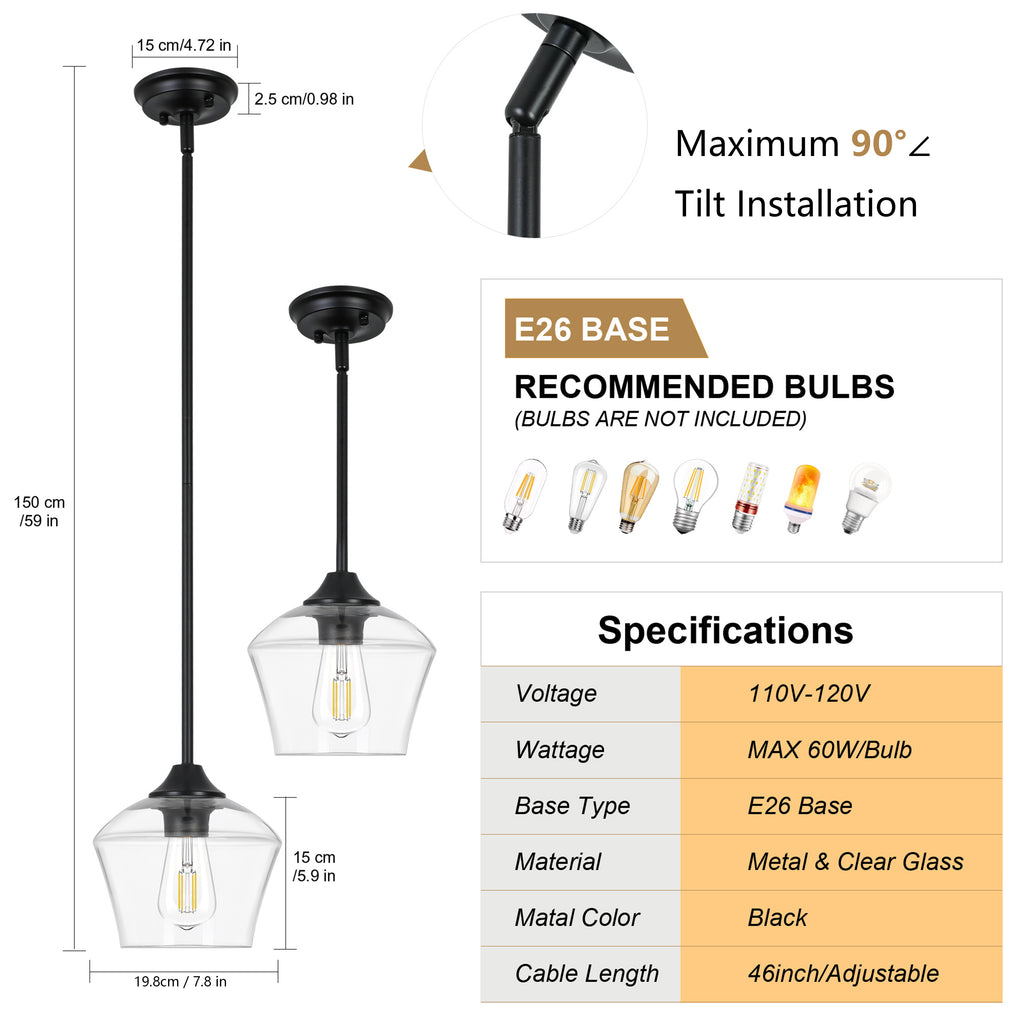 GOOUQA 1-Pendant Lights Kitchen Island, Hand Blown Glass Pendant Light Fixtures, Metal Light Fixtures Rod Ceiling Ceiling Lighting for Kitchen Island Dining Room Bar