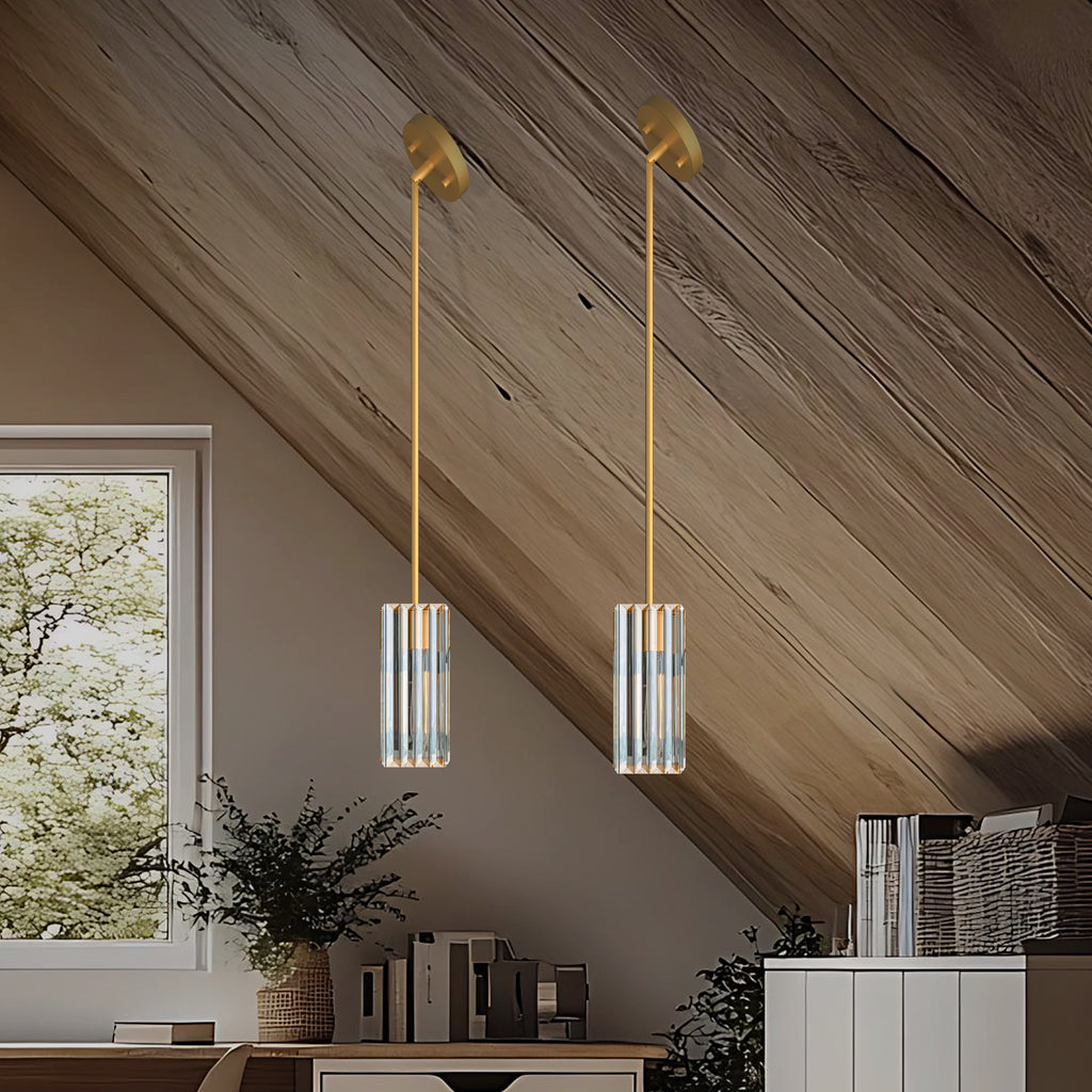 Crystal Pendant Lights for Kitchen Island - 10" Gold Adjustable Chandelier, Dimmable E26 Hanging Fixture, Modern Lighting for Dining Bar, ETL Certified