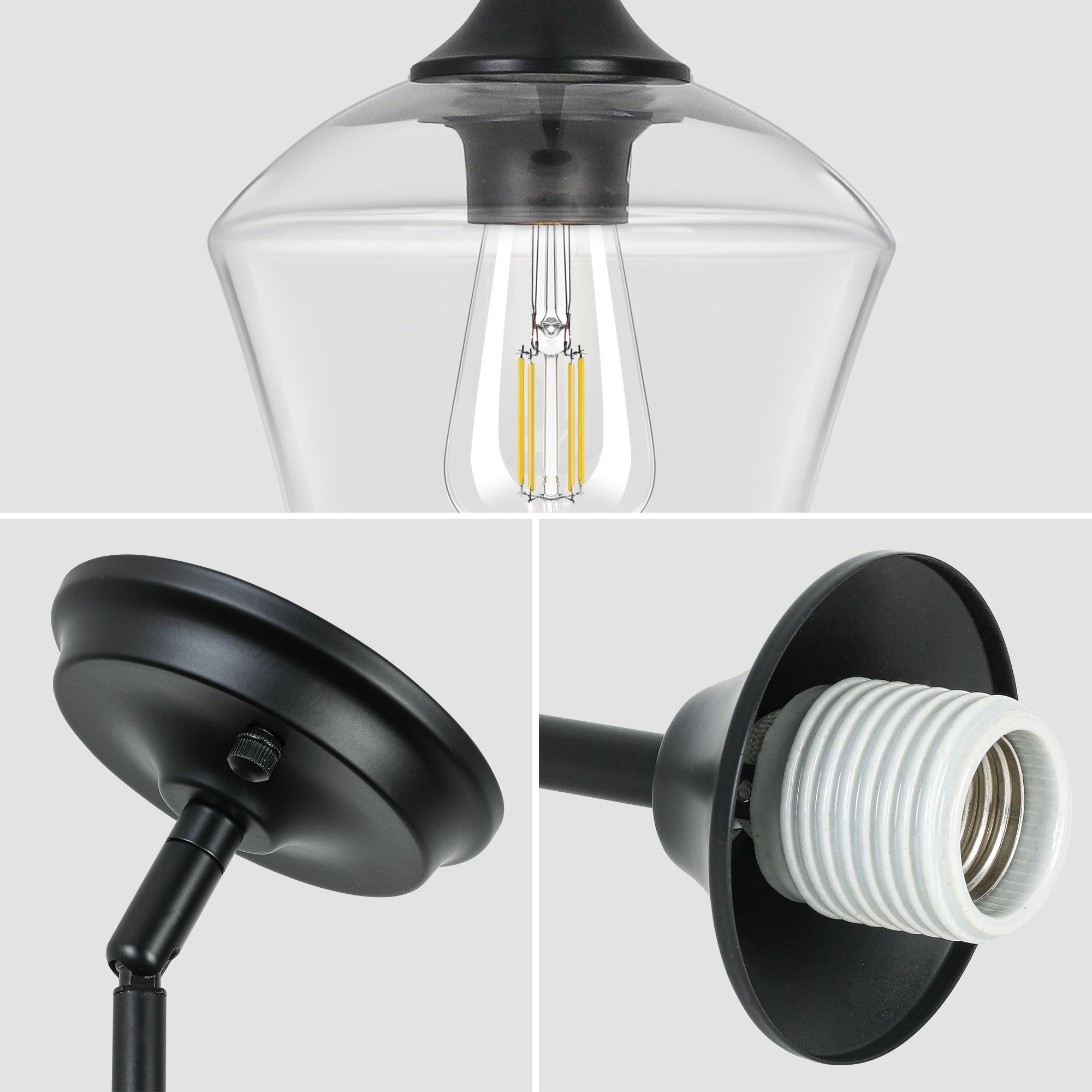 GOOUQA 1-Pendant Lights Kitchen Island, Hand Blown Glass Pendant Light Fixtures, Metal Light Fixtures Rod Ceiling Ceiling Lighting for Kitchen Island Dining Room Bar
